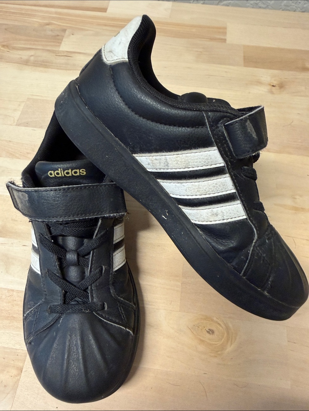 adidas Black Sneakers with White Stripes - Men’s Velcro Trainers